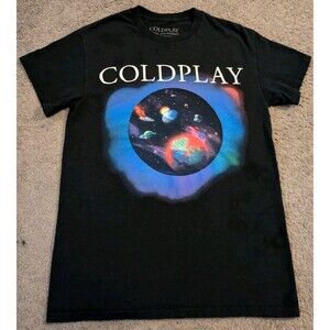 Coldplay 2022 Music of the Spheres World Tour Distressed Black T-Shirt Men's S